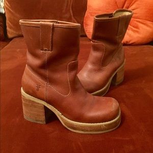 Vintage Frye 90’s leather stacked Dorian boots